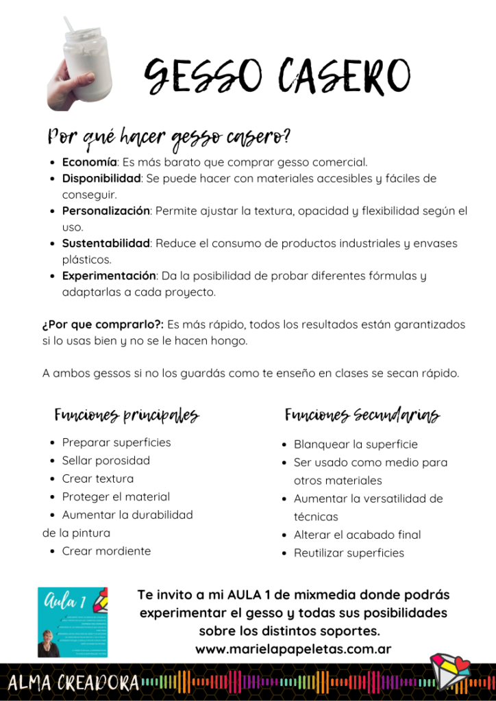 GESSO CASERO, POR QUE HACERLO, FUNCIONES PRINCIPALES Y FUNCIONES SECUNDARIAS