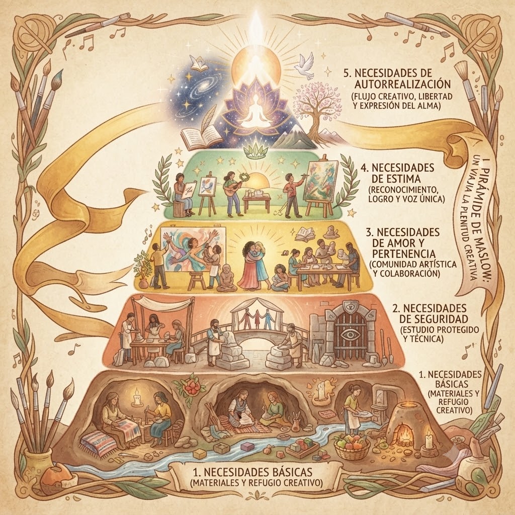 La pirámide de Maslow de la creatividad - pirámide de Maslow de la creatividad pinceladas curan